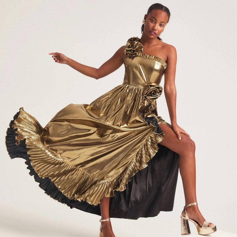 LoveShackFancy NWT Fazal Gold Gown Size 6